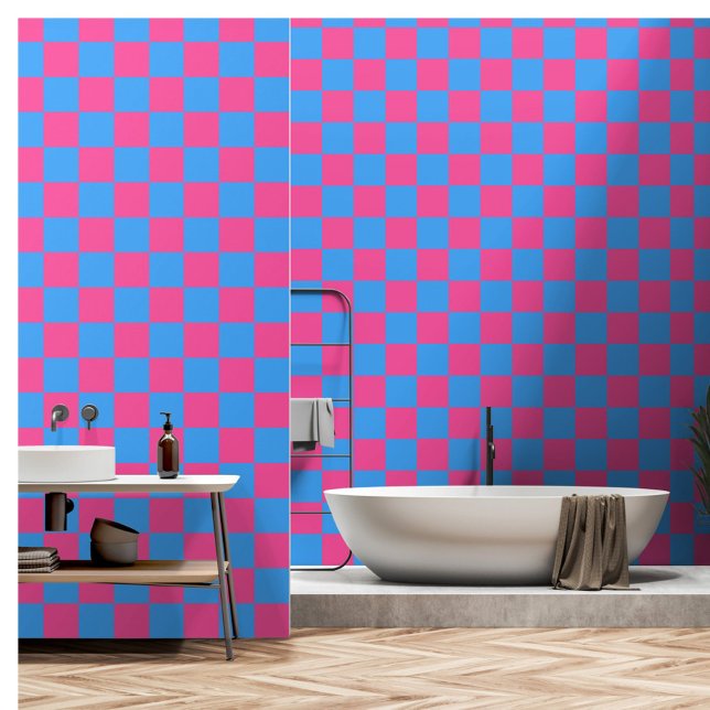 Papel Pintado Patrón de comprobación azul rosa (Subido por el creador)