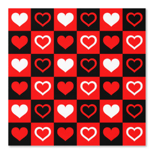 Papel Pintado Patrón de comprobación de corazones rojos negros y