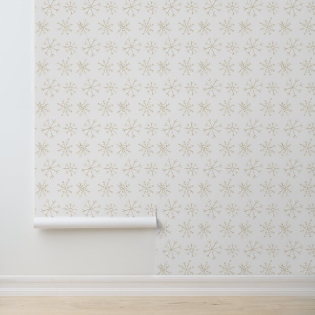 Papel Pintado Patrón de copo de nieve dorado (Solicitud)