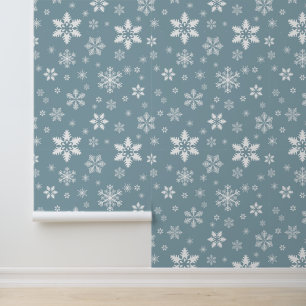 Papel Pintado Patrón de copos de nieve, copos de nieve blancos, 