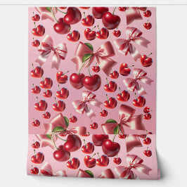 Papel Pintado Patrón de Coqueta Personalizada con Lazo de Cereza