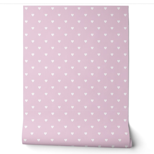 Papel Pintado patrón de corazón blanco (Desenrollar)
