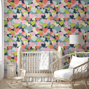 Papel Pintado Patrón de corazón colorido
