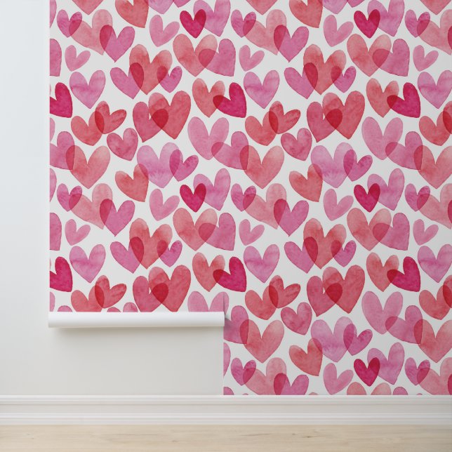 Papel Pintado Patrón de Corazón de Acuarela (Solicitud)