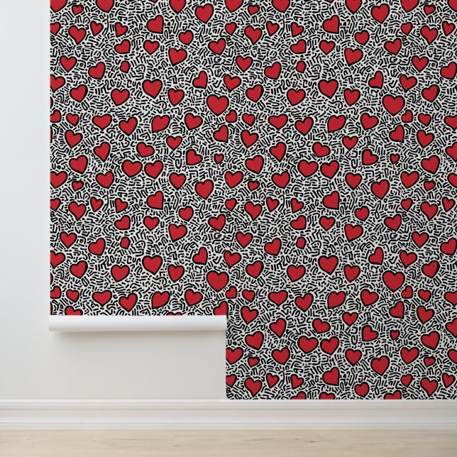 Papel Pintado Patrón de corazón de arte pop (Solicitud)