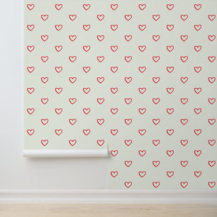 Papel Pintado Patrón de corazón rojo, lindo, amor