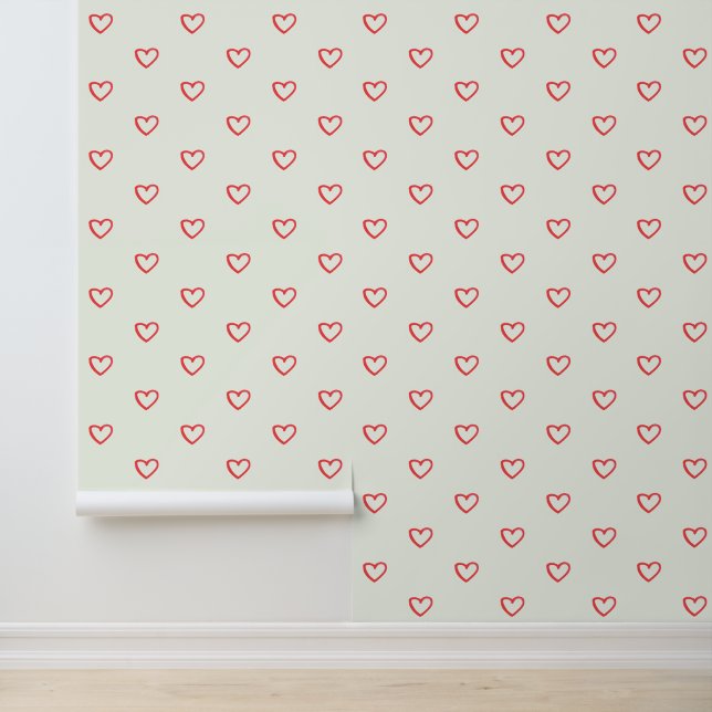 Papel Pintado Patrón de corazón rojo, lindo, amor (Solicitud)