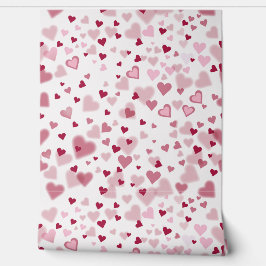 Papel Pintado Patrón de Corazones Encantadores Rosa