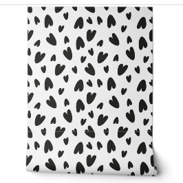 Papel Pintado patrón de corazones negros