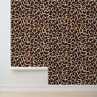 Papel Pintado Patrón de crema marrón de piel de leopardo -