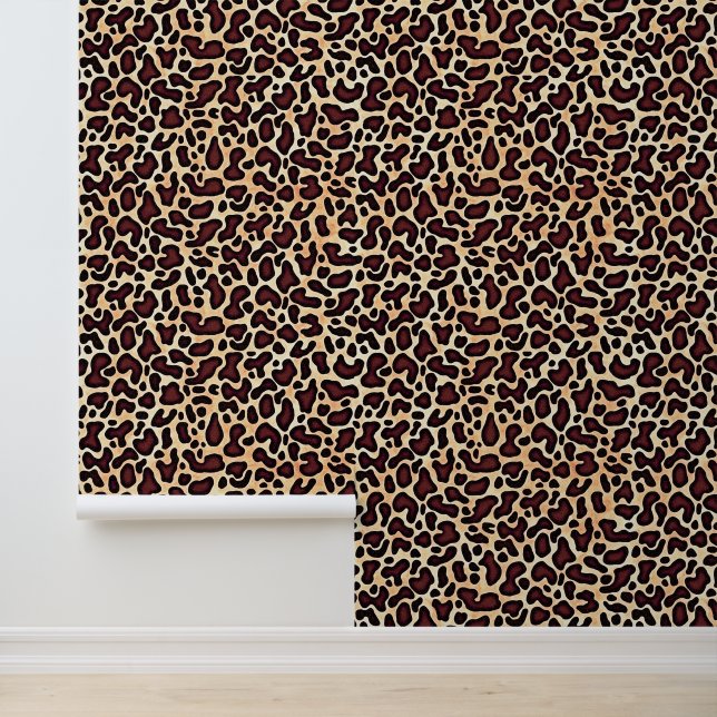 Papel Pintado Patrón de crema marrón de piel de leopardo - (Solicitud)
