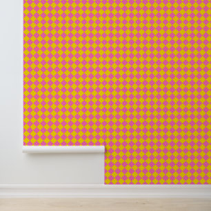 Papel Pintado Patrón de cuadros arlequín de diamante amarillo ro