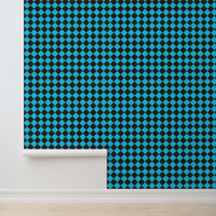 Papel Pintado Patrón de cuadros de diamante marrón azul	