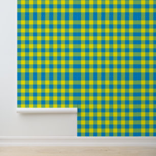 Papel Pintado Patrón de cuadros escoceses azules amarillos verde