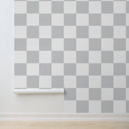 Papel Pintado Patrón de cuadros grises y blancos