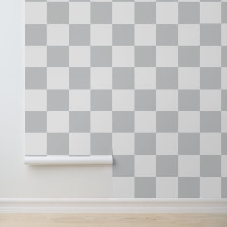 Papel Pintado Patrón de cuadros grises y blancos