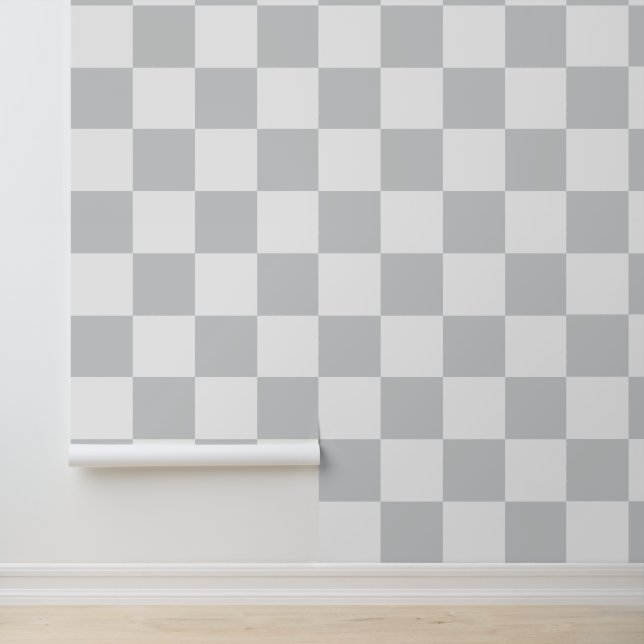 Papel Pintado Patrón de cuadros grises y blancos (Solicitud)