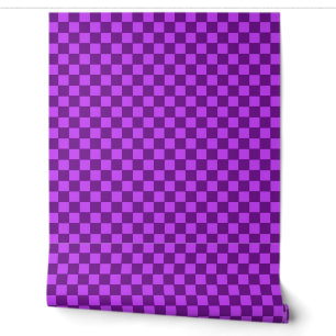 Papel Pintado Patrón de cuadros morado y magenta