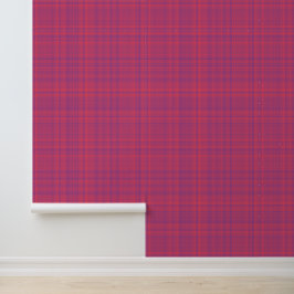 Papel Pintado Patrón de Cuadros Rojo Púrpura