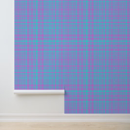 Papel Pintado Patrón de Cuadros Rosa Azul y Morado