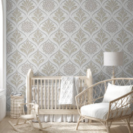 Papel Pintado Patrón de cuatro lóbulos beige y blanco con destel