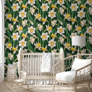 Papel Pintado Patrón de Daffodils Blancos