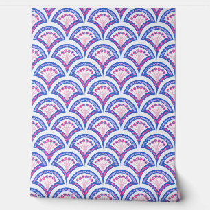 Papel Pintado patrón de damasco floral azul