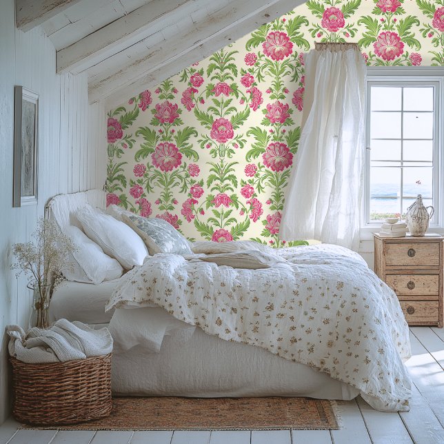 Papel Pintado Patrón de Damasco rosa y verde (Subido por el creador)