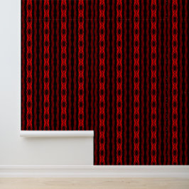 Papel Pintado Patrón de diamante Banda vertical Rojo Negro