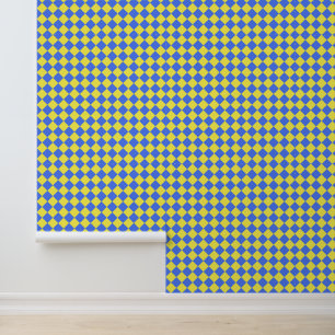 Papel Pintado Patrón de diamante de cuadros amarillos y azules