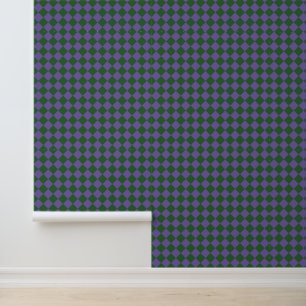 Papel Pintado Patrón de diamante de cuadros púrpura verde