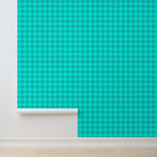 Papel Pintado Patrón de diamante de cuadros turquesa