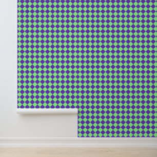 Papel Pintado Patrón de diamante de cuadros verdes y morados
