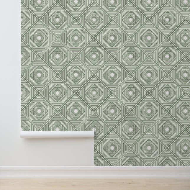 Papel Pintado Patrón de diamante geométrico blanco de sabio mode (Solicitud)