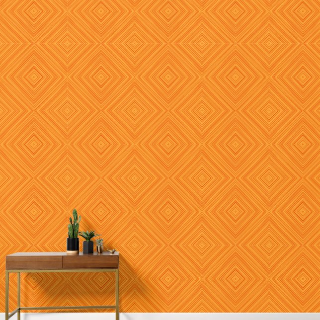 Papel Pintado Patrón de diamante geométrico naranja (Pasillo)