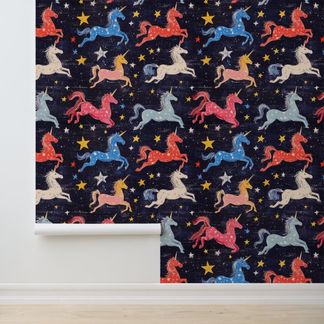 Papel Pintado Patrón de dibujo de llamadas de picadura de unicor (Solicitud)