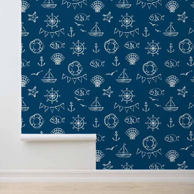 Papel Pintado Patrón de dibujo de talla náutica 2 (Solicitud)