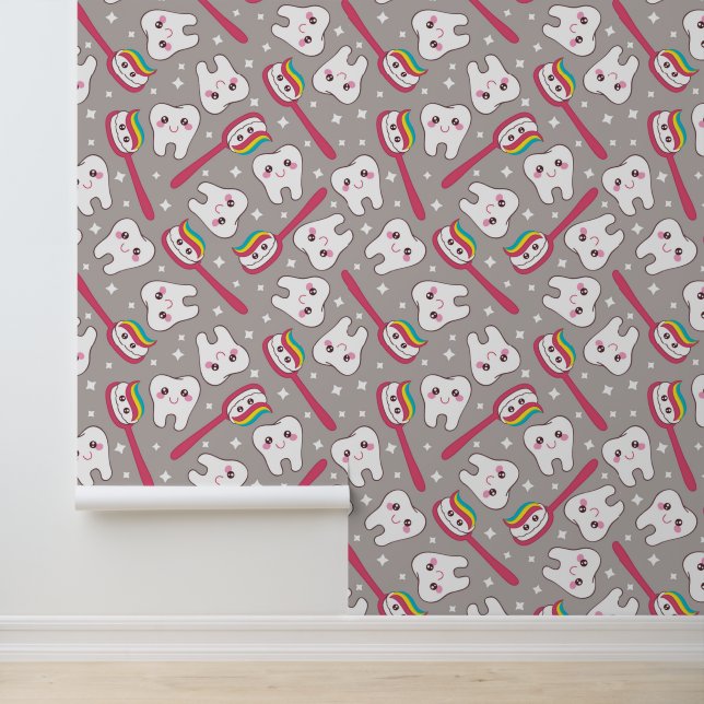 Papel Pintado Patrón de dientes del arcoiris (Solicitud)