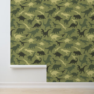 Papel Pintado Patrón de dinosaurios, silueta de dinosaurios, din