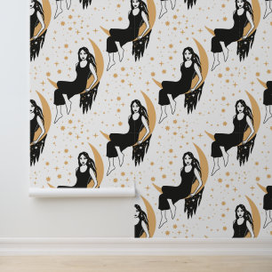 Papel Pintado Patrón de Diosa Mística Sentada en la Luna