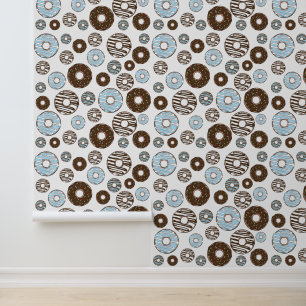 Papel Pintado Patrón De Donuts, Donuts Azules, Donuts Marrones