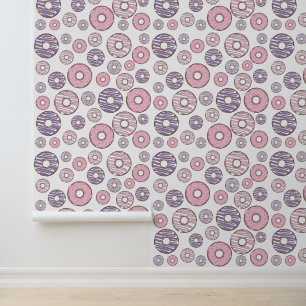 Papel Pintado Patrón De Donuts, Donuts Rosados, Donuts Morados