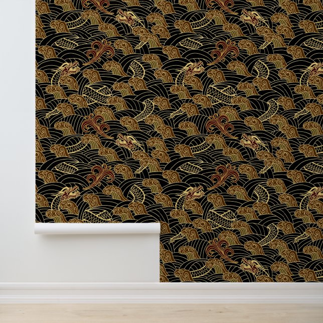 Papel Pintado Patrón de dragón del mar Oriental (Solicitud)