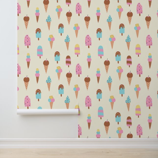 Papel Pintado Patrón de dulces de crema de hielo de Pastel Cute (Solicitud)