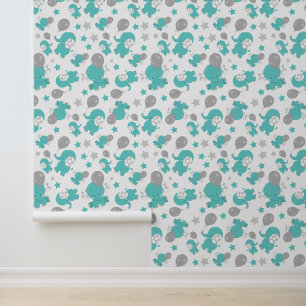 Papel Pintado Patrón De Elefantes Azules, Elefantes Cutetos, Est