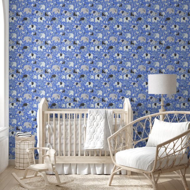 Papel Pintado Patrón de elefantes para bebés 8 (Niños)
