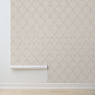 Papel Pintado Patrón de enrejado floral boho beige suave