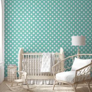 Papel Pintado Patrón de Entramado Chic de Aqua Green Shabby