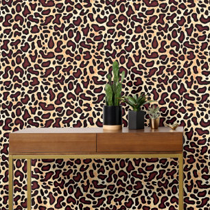 Papel Pintado Patrón de estampado de leopardo en negrita Marrón