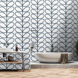 Papel Pintado Patrón de Estem azul de ballena lineal - Retro mod